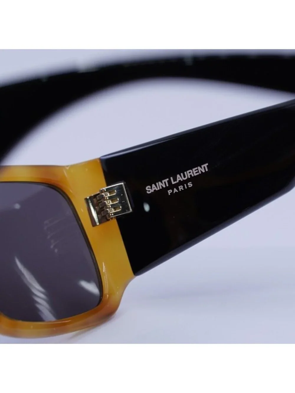 Saint Laurent SL635ACETATE 005 Sunglasses Brown Geometric Frame, Grey Lenses